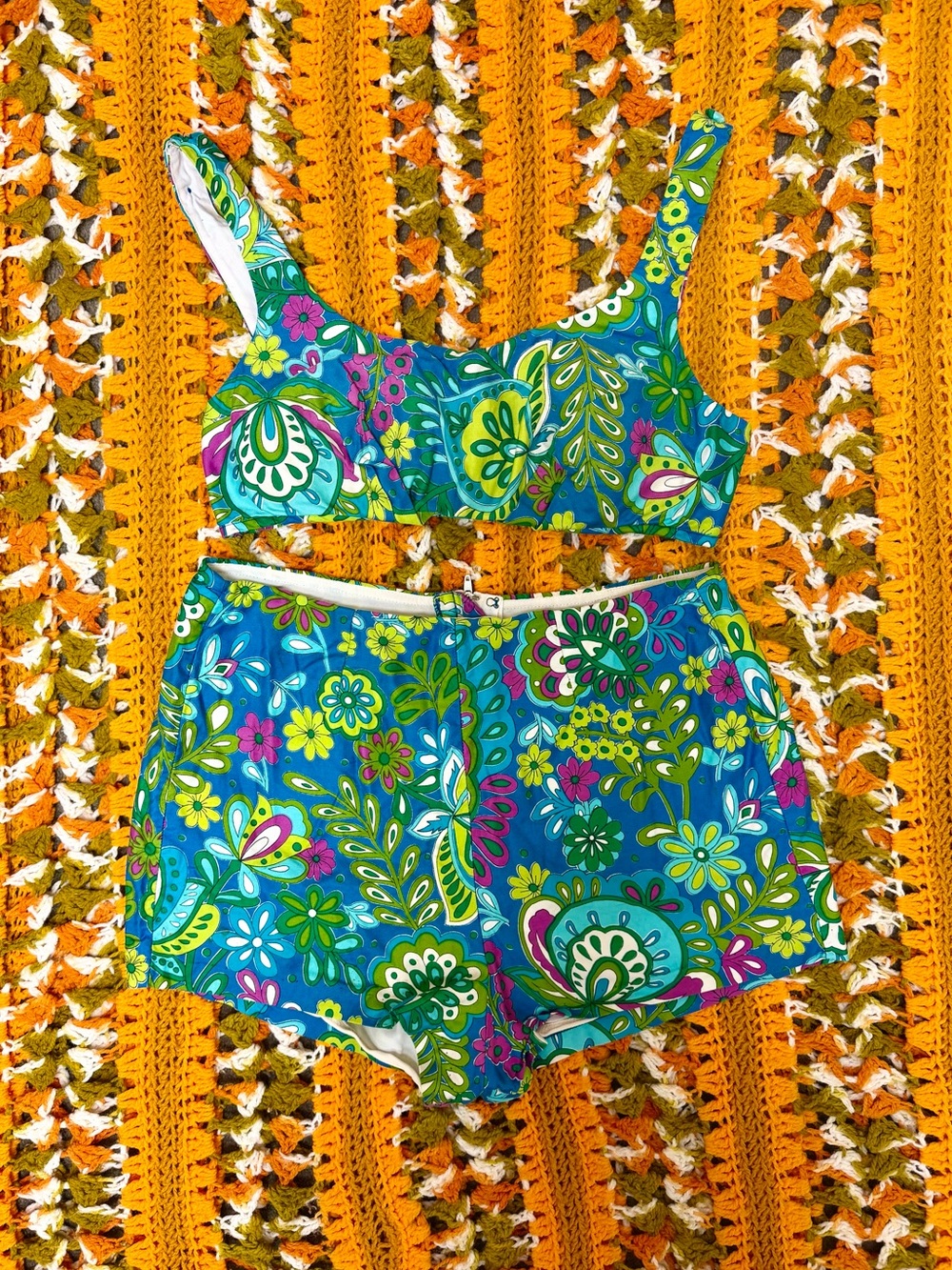 60s Vintage 🌿 Rose Marie Reid Cotton Paisley Flower Power Bikini